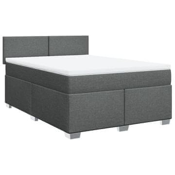 Vidaxl Box spring posteljni z vzmetnico temno siv 140x190 cm blago