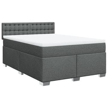 Vidaxl Box spring postelja z vzmetnico temno siva 140x200 cm blago