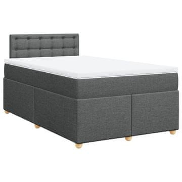 Vidaxl Box spring postelja z vzmetnico temno siva 120x190 cm blago