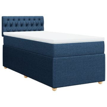 Vidaxl Box spring postelja z vzmetnico modra 80x200 cm blago