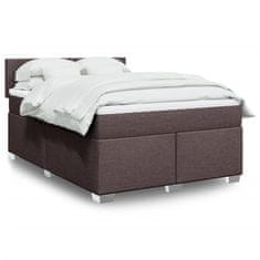 Vidaxl Box spring postelja z vzmetnico temno rjav 140x190 cm blago