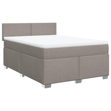 Vidaxl Box spring postelja z vzmetnico taupe 140x190 cm blago
