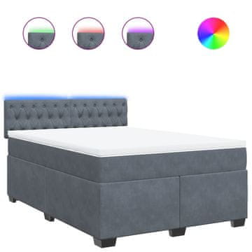 Vidaxl Box spring posteljni z vzmetnico temno siv 140x190 cm žamet