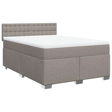 Vidaxl Box spring postelja z vzmetnico taupe 140x200 cm blago