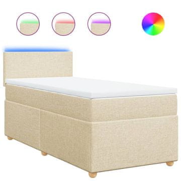 Vidaxl Box spring postelja z vzmetnico krem 90x200 cm blago