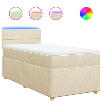 Vidaxl Box spring postelja z vzmetnico krem 90x190 cm blago