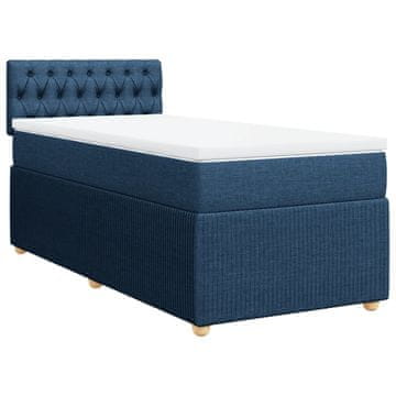 Vidaxl Box spring postelja z vzmetnico modra 100x200 cm blago