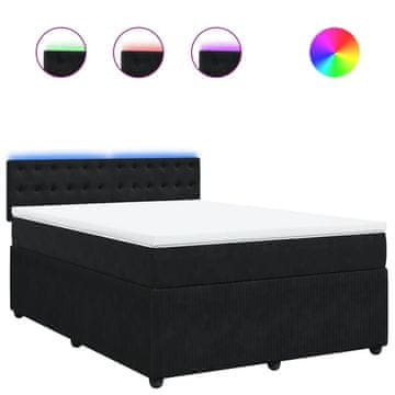 Vidaxl Box spring postelja z vzmetnico črna 140x200 cm žamet