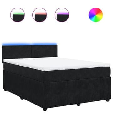 Vidaxl Box spring postelja z vzmetnico črna 140x200 cm žamet
