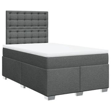 Vidaxl Box spring postelja z vzmetnico temno siva 120x200 cm blago