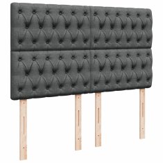 Vidaxl Box spring posteljni z vzmetnico temno siv 140x190 cm blago