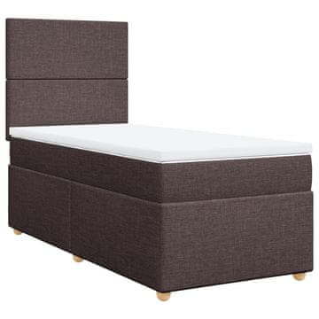 Vidaxl Box spring postelja z vzmetnico temno rjav 90x190 cm blago