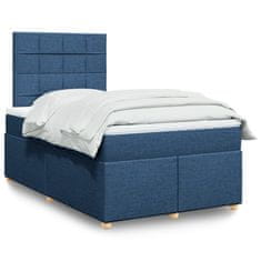 Vidaxl Box spring postelja z vzmetnico modra 120x190 cm blago