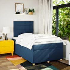 Vidaxl Box spring postelja z vzmetnico modra 120x190 cm blago
