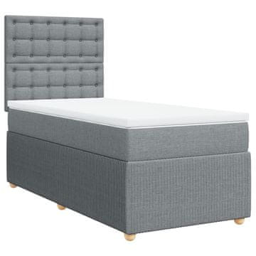 Vidaxl Box spring postelja z vzmetnico svetlo siva 90x190 cm blago