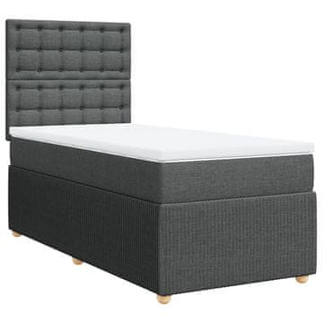 Vidaxl Box spring postelja z vzmetnico temno siva 90x190 cm blago
