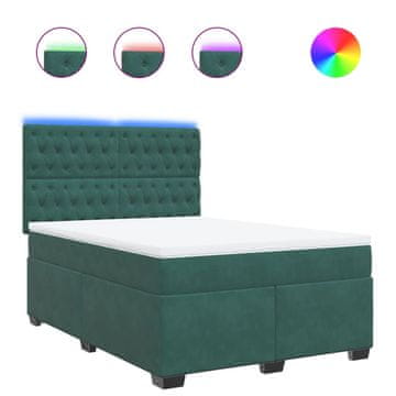 Vidaxl Box spring postelja z vzmetnico temno zelen 140x190 cm žamet