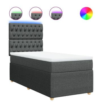 Vidaxl Box spring postelja z vzmetnico temno siva 80x200 cm blago
