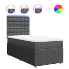 Vidaxl Box spring postelja z vzmetnico temno siva 90x190 cm blago