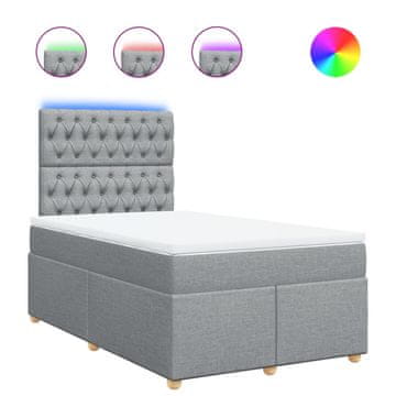 Vidaxl Boxspring postelja z vzmetnico svetlo siva 120x190 cm blago
