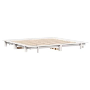 Vidaxl Posteljni okvir brez vzmetnice bel 200x200 cm trdna borovina