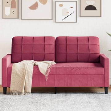 Vidaxl vidaXL Dvosed vinsko rdeč 140 cm oblazinjen z žametom
