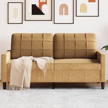 Vidaxl vidaXL Dvosed kavč rjav 140 cm žametno oblazinjenje