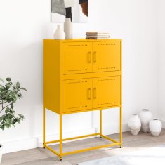 Vidaxl Komoda gorčično rumena 68,5x38,5x107 cm jeklo