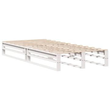 Vidaxl Posteljni okvir brez vzmetnice bel 90x200 cm trdna borovina
