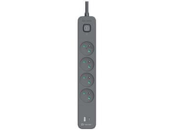 slomart Razdelilnik TRACER Power Line+ mobilni, 1,5m, 4 vtičnice + 1x USB-A + 1x USB-C (PD20W)