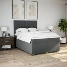 Vidaxl Box spring postelja z vzmetnico temno siva 140x200 cm blago
