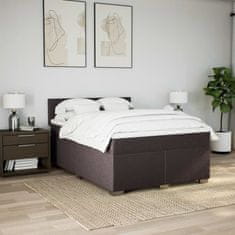 Vidaxl Box spring postelja z vzmetnico temno rjava 160x200 cm blago