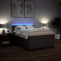 Vidaxl Box spring postelja z vzmetnico temno rjava 160x200 cm blago