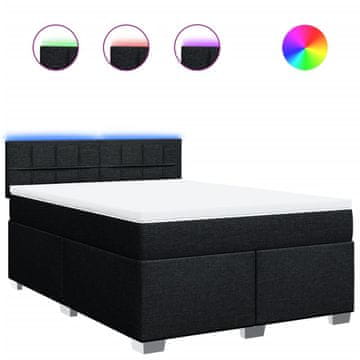 Vidaxl Box spring postelja z vzmetnico črna 140x200 cm blago
