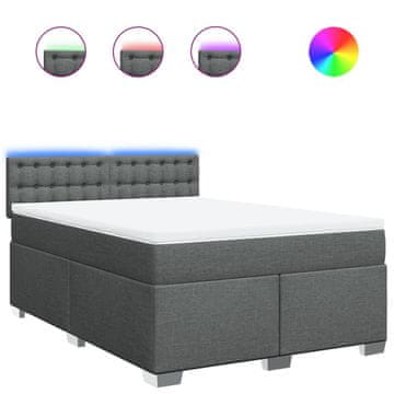 Vidaxl Box spring postelja z vzmetnico temno siva 160x200 cm blago