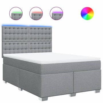 Vidaxl Box spring posteljni z vzmetnico svetlo siv 140x190 cm blago