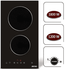 MPM Kuhalna plošča 30-VCB-22/Y, steklokeramična, 2 kuhališča, 3000W