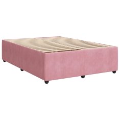 Vidaxl Box spring postelja z vzmetnico roza 140x200 cm žamet