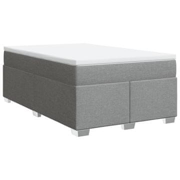 Vidaxl Box spring postelja z vzmetnico svetlo siva 120x200 cm blago