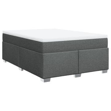 Vidaxl Box spring postelja z vzmetnico temno siva 140x200 cm blago