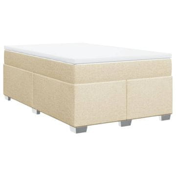 Vidaxl Box spring postelja z vzmetnico krem 120x200 cm blago