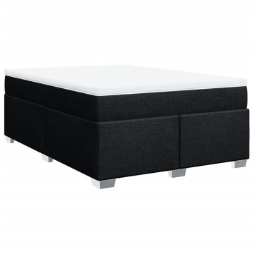 Vidaxl Box spring postelja z vzmetnico črna 160x200 cm blago