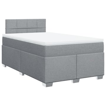 Vidaxl Box spring postelja z vzmetnico svetlo siva 120x200 cm blago