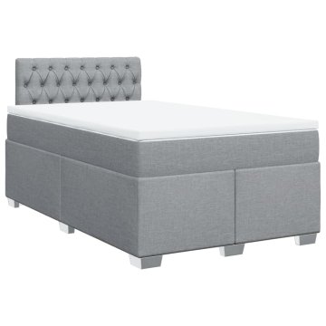 Vidaxl Box spring postelja z vzmetnico svetlo siva 120x200 cm blago