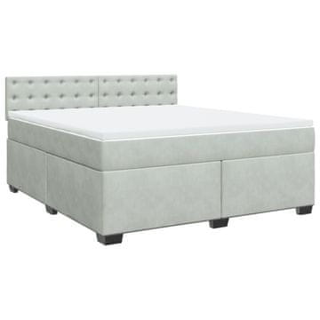 Vidaxl Box spring postelja z vzmetnico svetlo siva 180x200 cm žamet