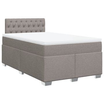 Vidaxl Box spring postelja z vzmetnico taupe 120x200 cm blago
