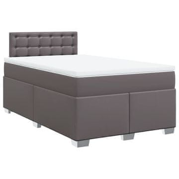 Vidaxl Box spring postelja z vzmetnico siva 120x190 cm umetno usnje