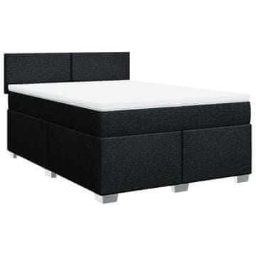 Vidaxl Box spring postelja z vzmetnico črna 140x200 cm blago