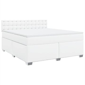 Vidaxl Box spring postelja z vzmetnico bela 180x200 cm umetno usnje