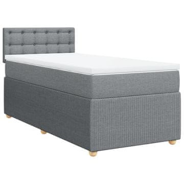 Vidaxl Box spring postelja z vzmetnico svetlo siva 80x200 cm blago